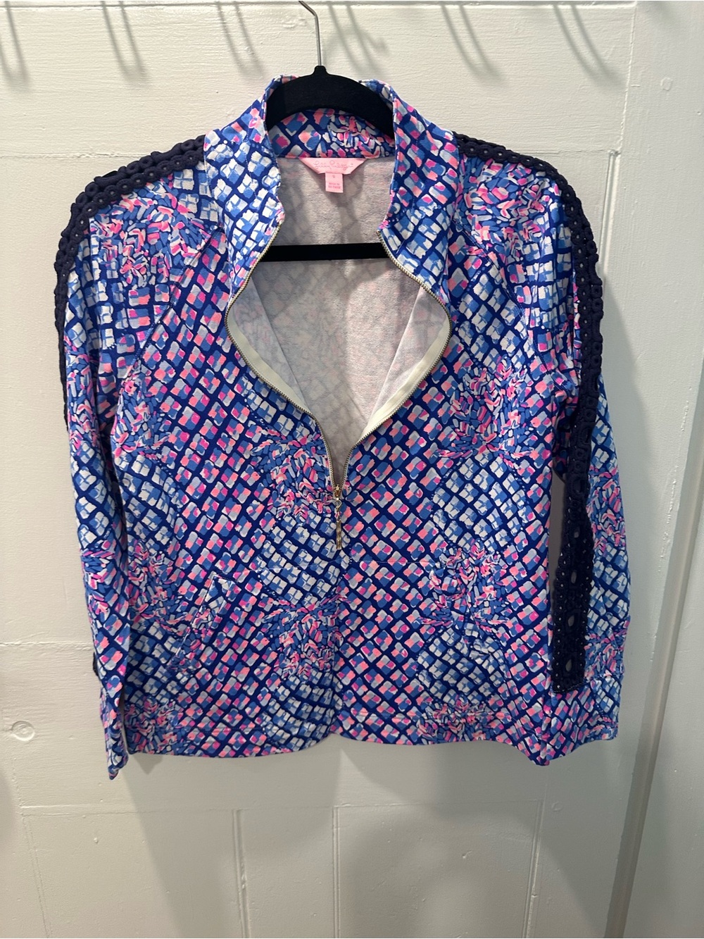 Lilly Pulitzer Pink and Blue Printed Zip Jacket